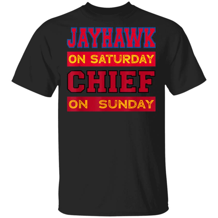 Jayhawk on Saturday Chief on Sunday Kansas City Souvenir TShirt Kansas City Football T-Shirt