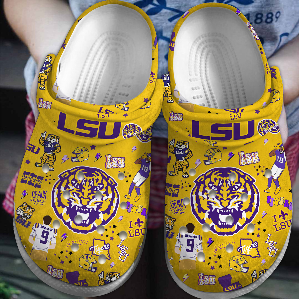 LSU Tigers NCAA Sport Crocss Crocband Clogs Shoes Comfortable For Men Women and Kids