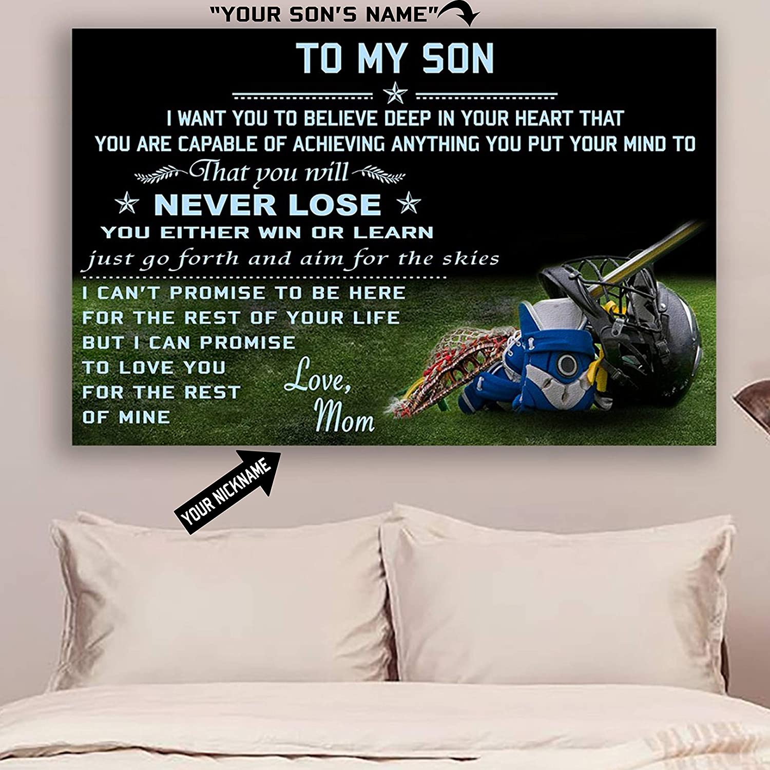 Lacrosse Poster – MOM Son – Never Lose LHD Beautiful Poster is Best Gift for Son from Mom