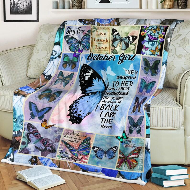 To My Friend Floral Flower Butterfly Lover Animal Insect Fleece Blanket Gift For Sister Birthday Gift Friend Gift For Her Gift Home Decor Bedding Couch Sofa Soft And Comfy Cozy