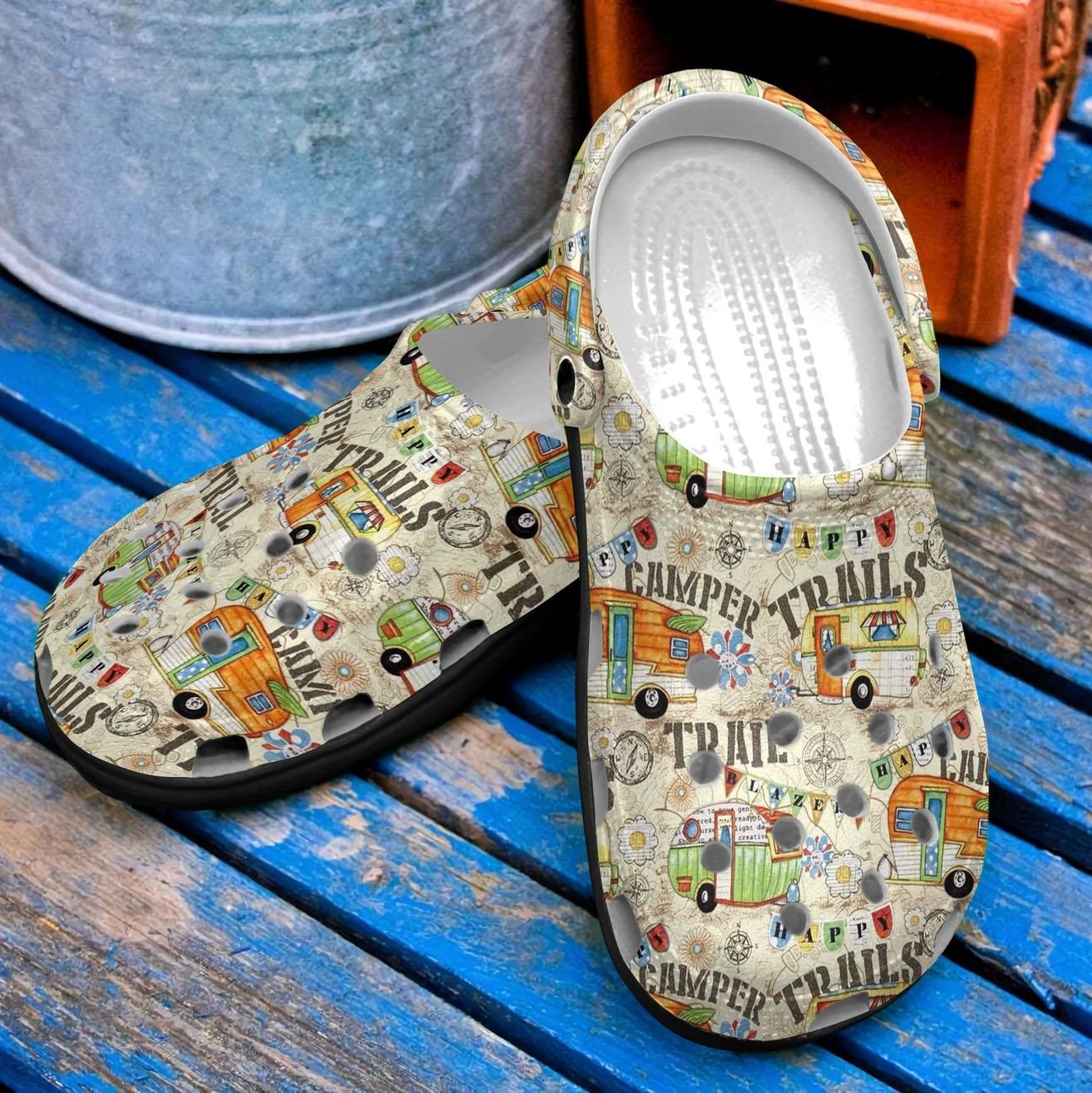 Camping Personalized Clog, Custom Name, Text, Color, Number Fashion Style For Women, Men, Kid, Print 3D Camping Trail