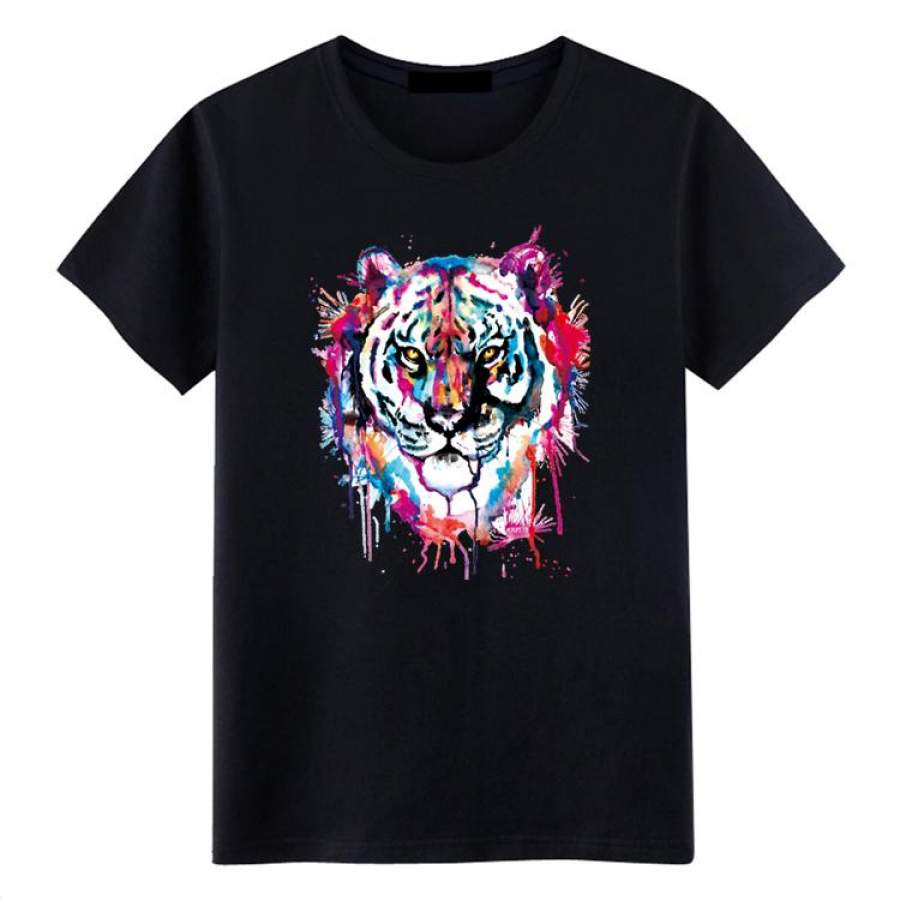 Tiger T-shirt for Adult Colorful Tiger Image Printed Pure Cotton T-Shirt Ideal Present