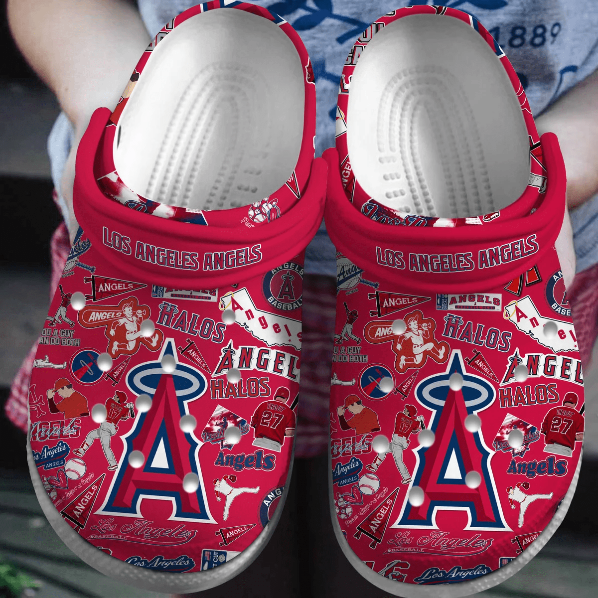 Los Angeles Angels Baseball team MLB Sport Crocs Clogs Crocband Shoes Comfortable For Men Women and Kids