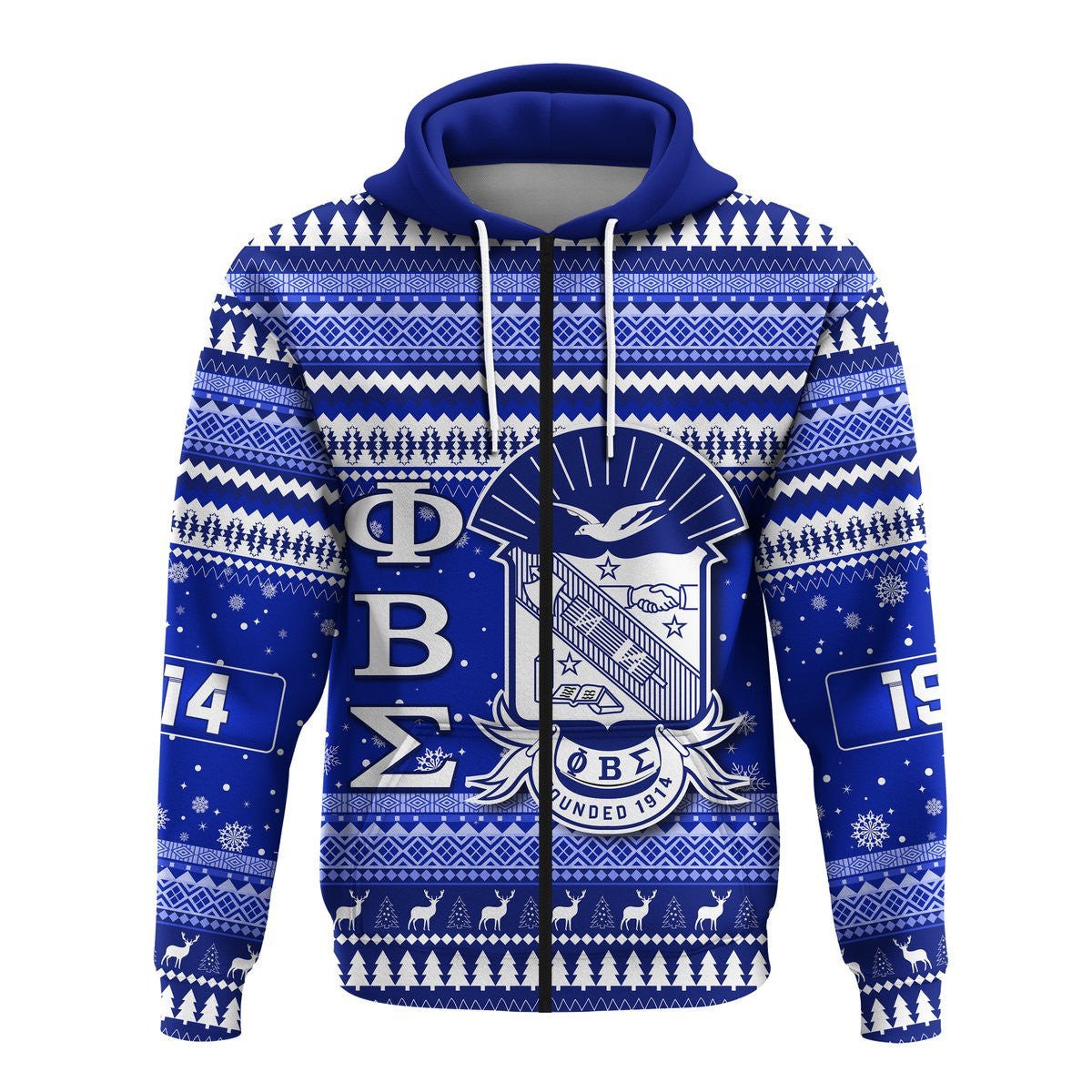 Fraternity Hoodie – Phi Beta Sigma African Pattern Christmas Zip Hoodie