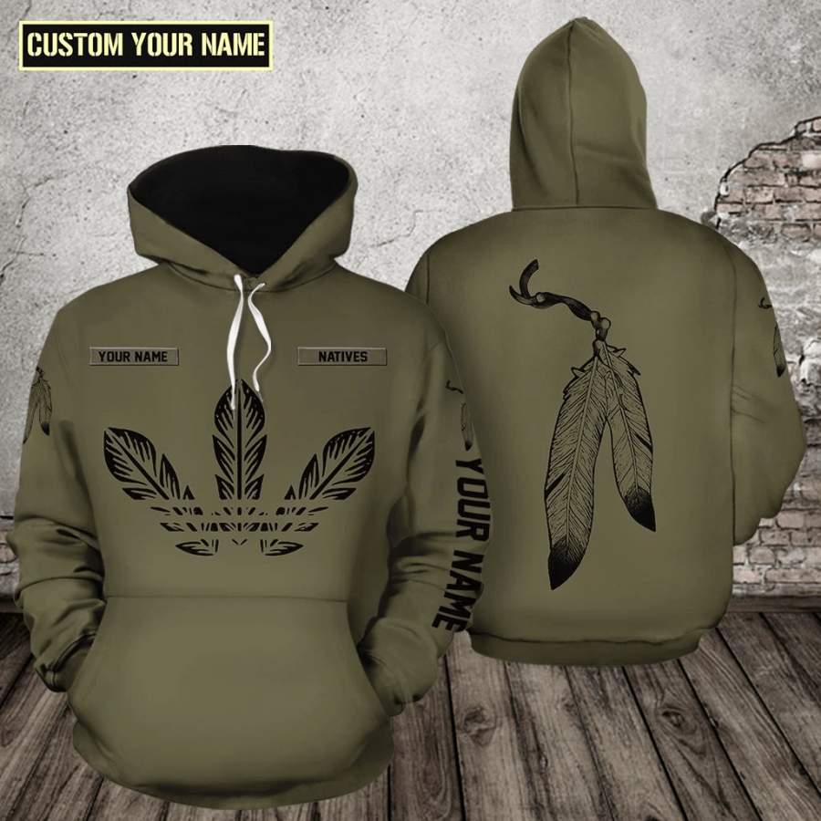 Native American feather Custom Name Hoodie 3D All over print #V