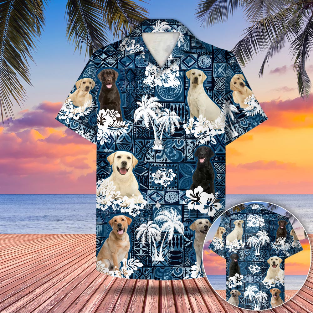 Labrador Hawaiian Style Blue Shirt Gift For Labrador Mom, Labrador Dad M0402 Phts