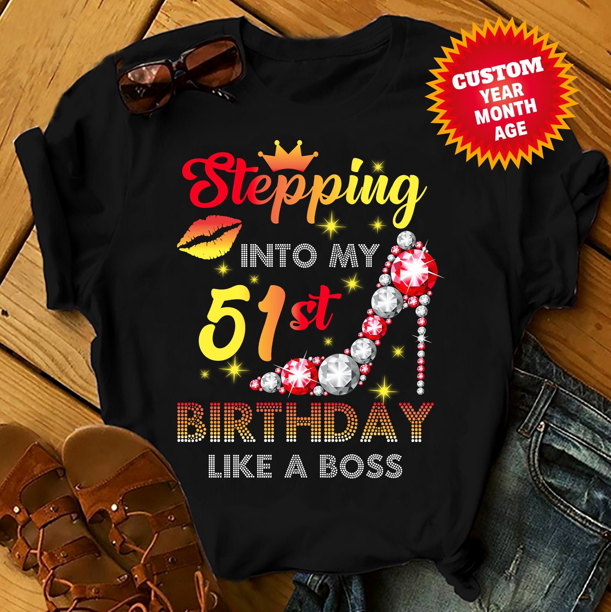 Stepping Into My Age Birthday Like A Boss Shirts Women, Birthday T Shirts, Summer Tops, Beach T Shirts