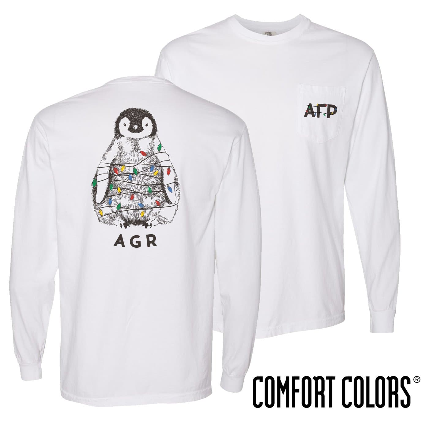 Agr Comfort Colors Holiday Penguin Long Sleeve Tee