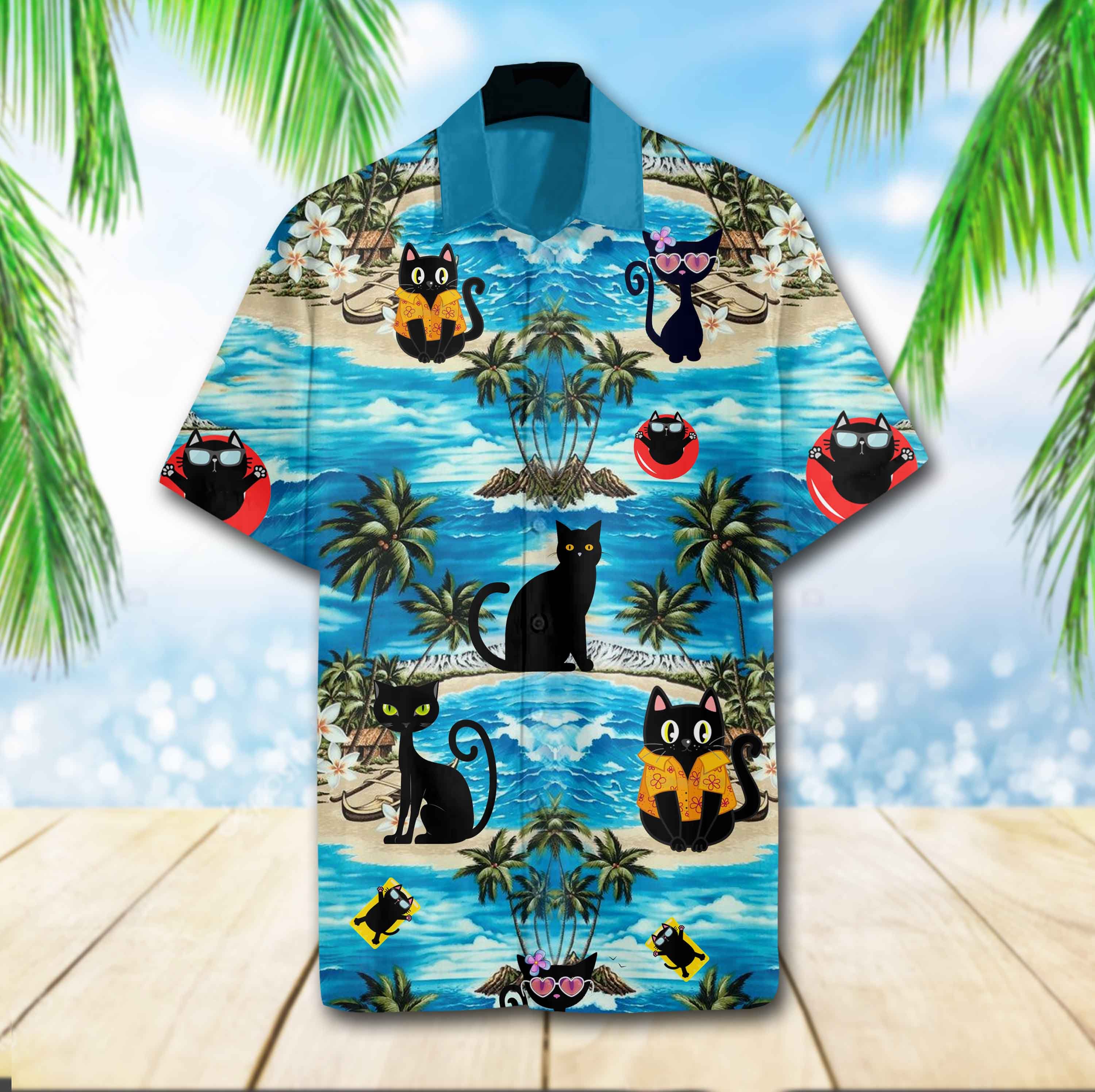 Black Cat Beach Hawaii Shirt Ha48381