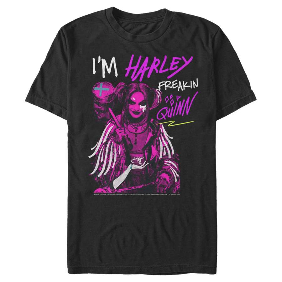 Birds of Prey Men’s Harley Freakin’ Quinn Cartoon  T Shirt