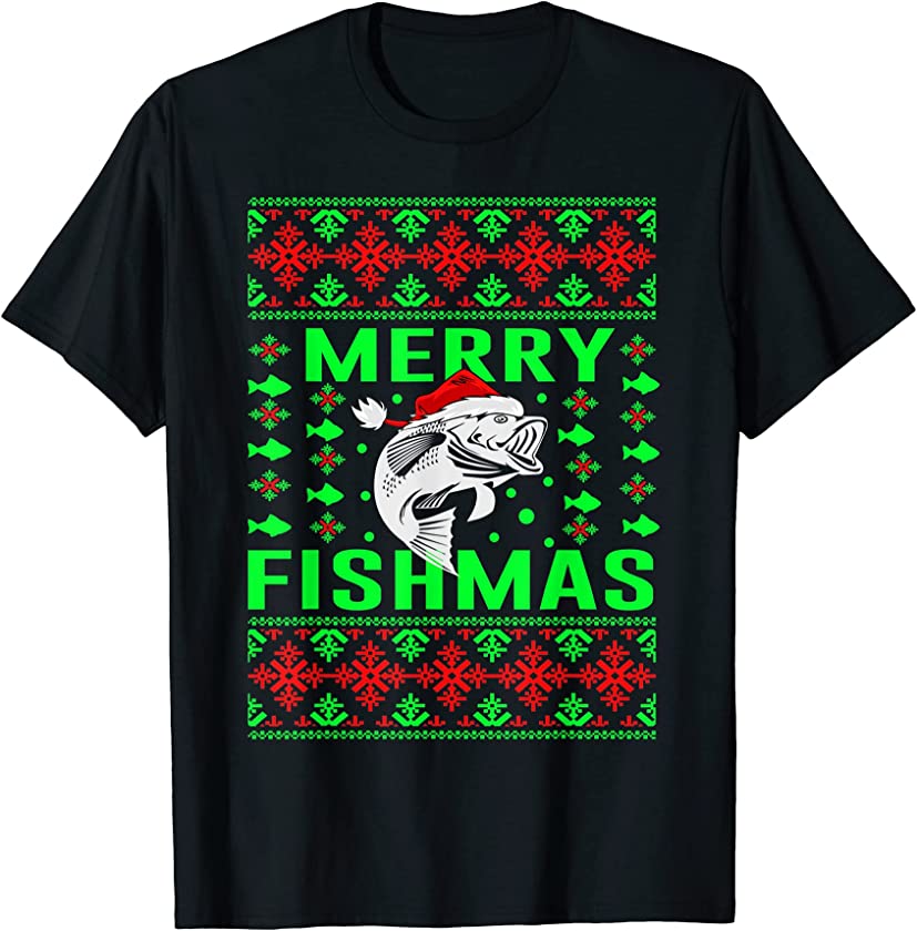 Ugly Christmas Merry Fishmas Fishing Funny Xmas Pajama Gifts T-Shirt