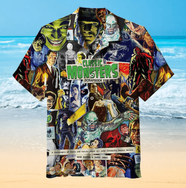 Classic Monsters Scrapbook For Man And Woman Print Short Sleeve Hawaii Shirt Ha72934