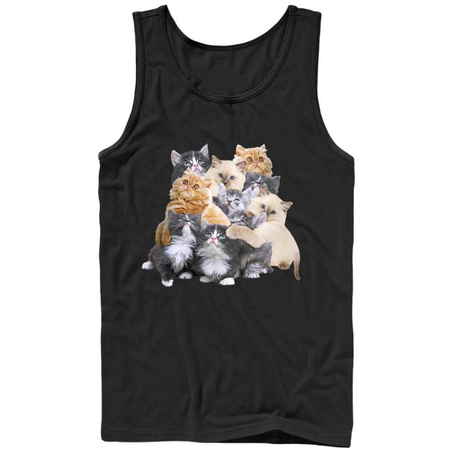 Lost Gods Men’s Cute Kitten Group Hug  Tank Top Black