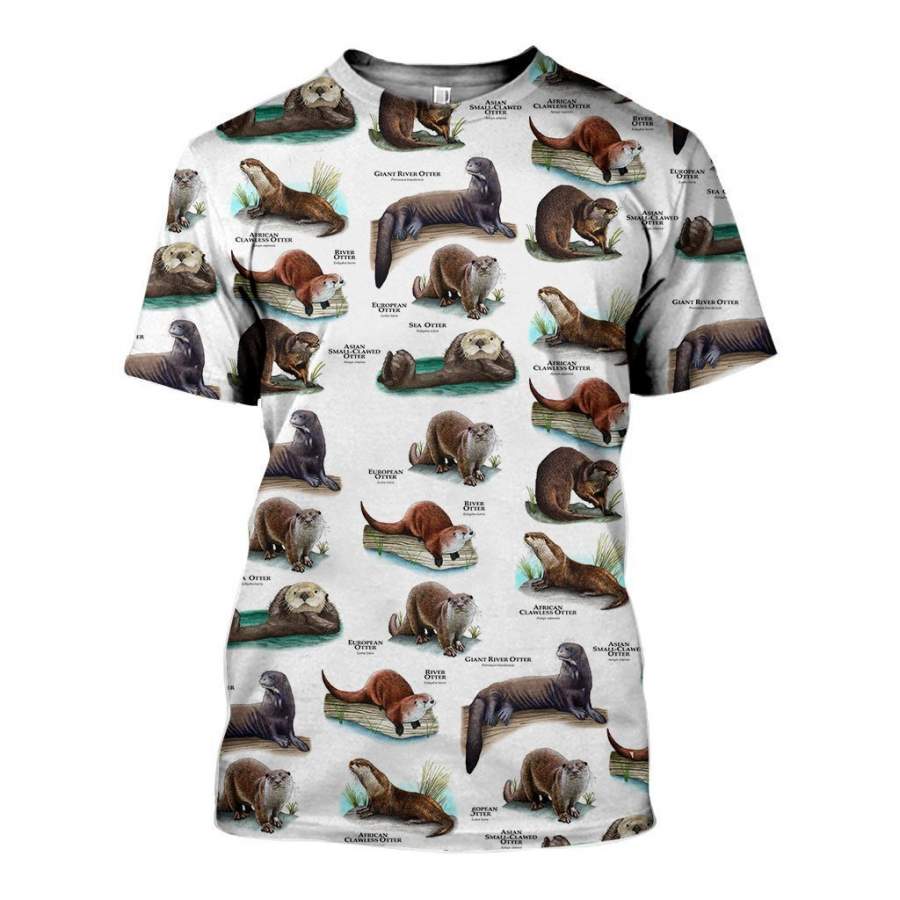 3D All Over Printed Otters Of The World Shirts and Shorts