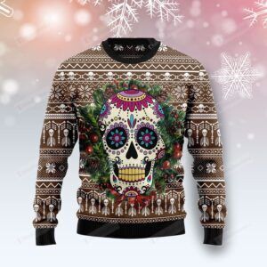 Awesome Sugar Skull Ugly Christmas Sweater, All Over Print Sweatshirt