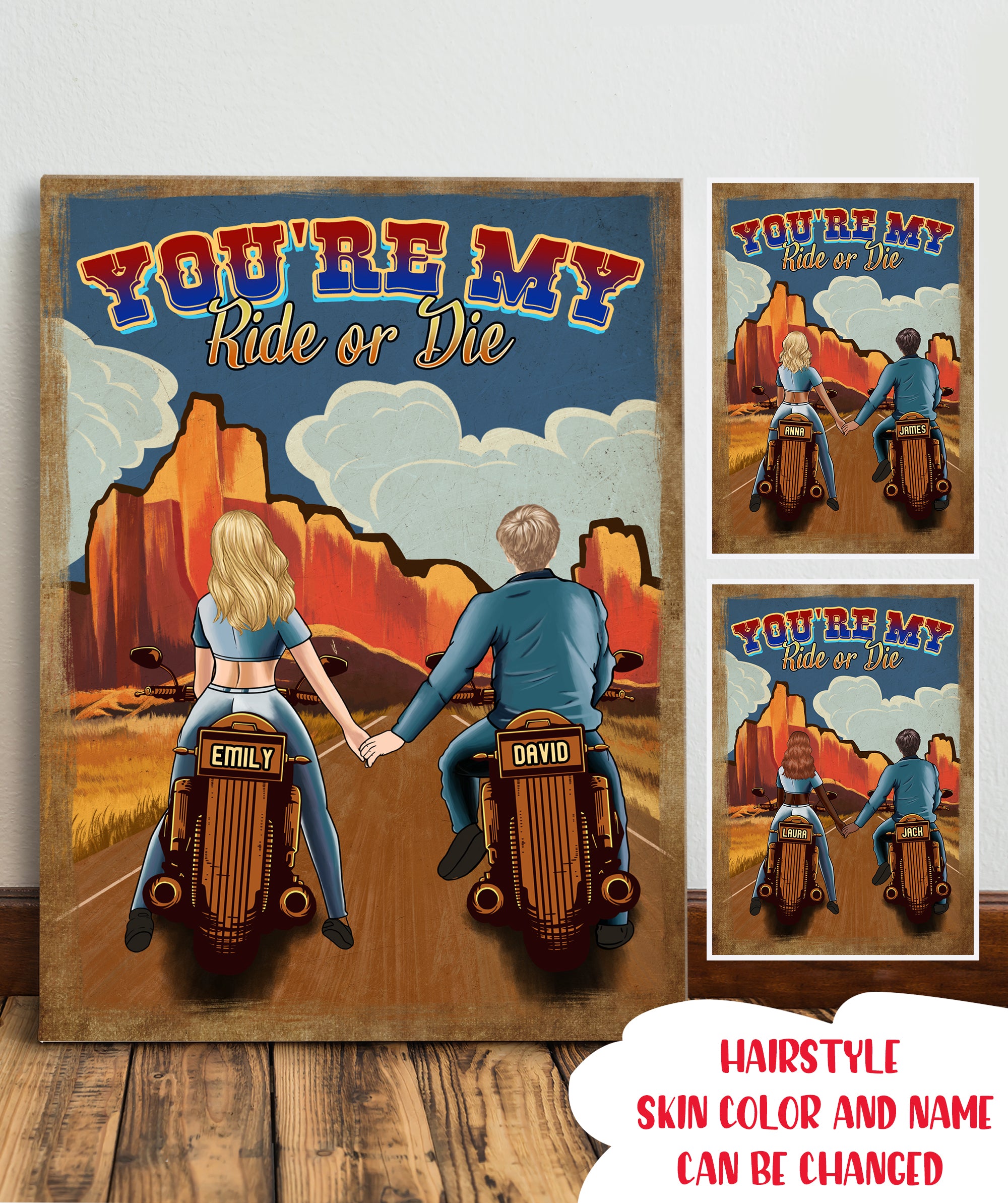 You’re My Ride Or Die – Personalized Custom Canvas – Gifts For Couples