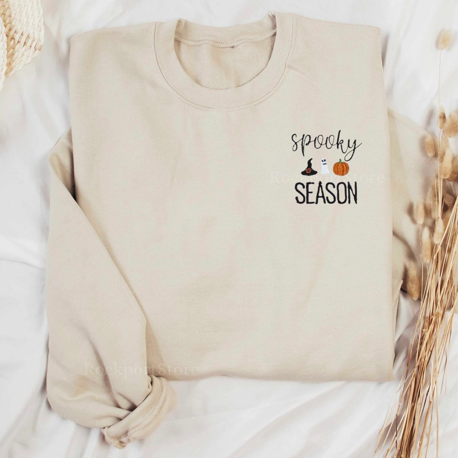 Spooky Season Halloween Embroidered Sweatshirt 2D Crewneck Sweatshirt All Over Print Sweatshirt For Women Sweatshirt For Men Sws3908