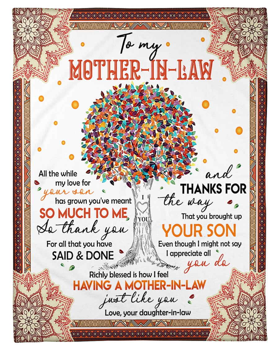 To My Mother-In-Law Tree Blanket, Has Grown You’Ve Meant Gift For Mother-In-Law From Daughter-In-Law Birthday Gift Home Decor Bedding Couch Sofa Soft