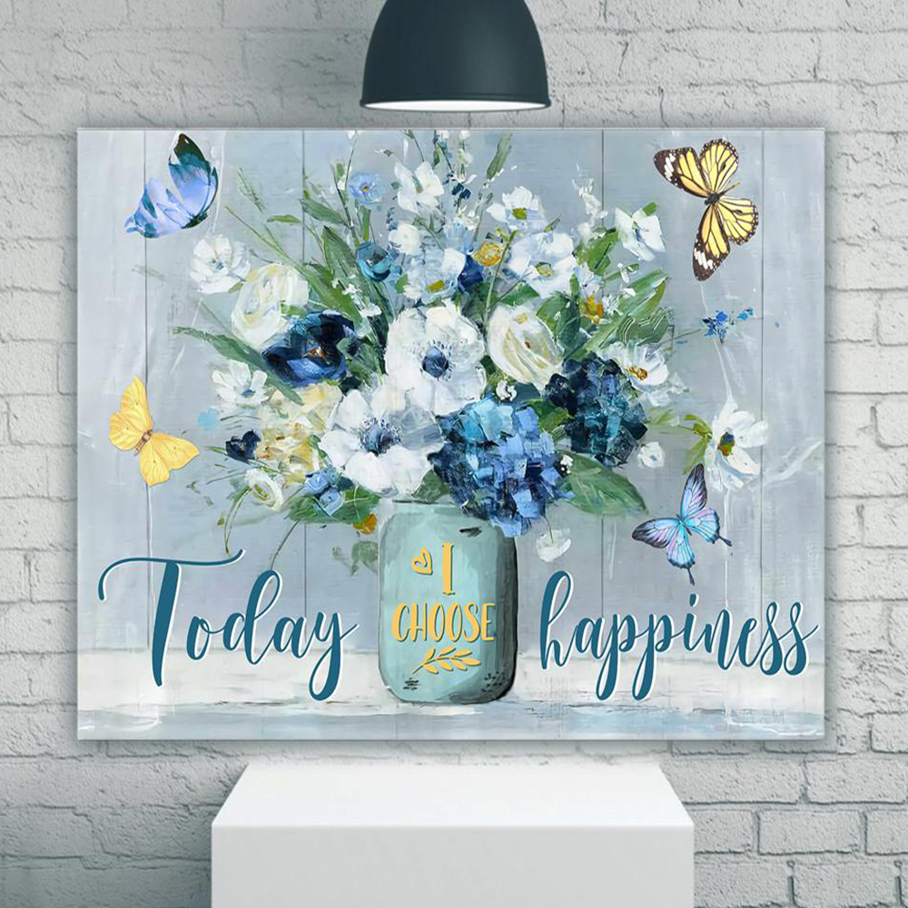 Butterfly Poster Wall Art – Today I Choose Happiness, Poster Home Decor, Living Room Wall Decor