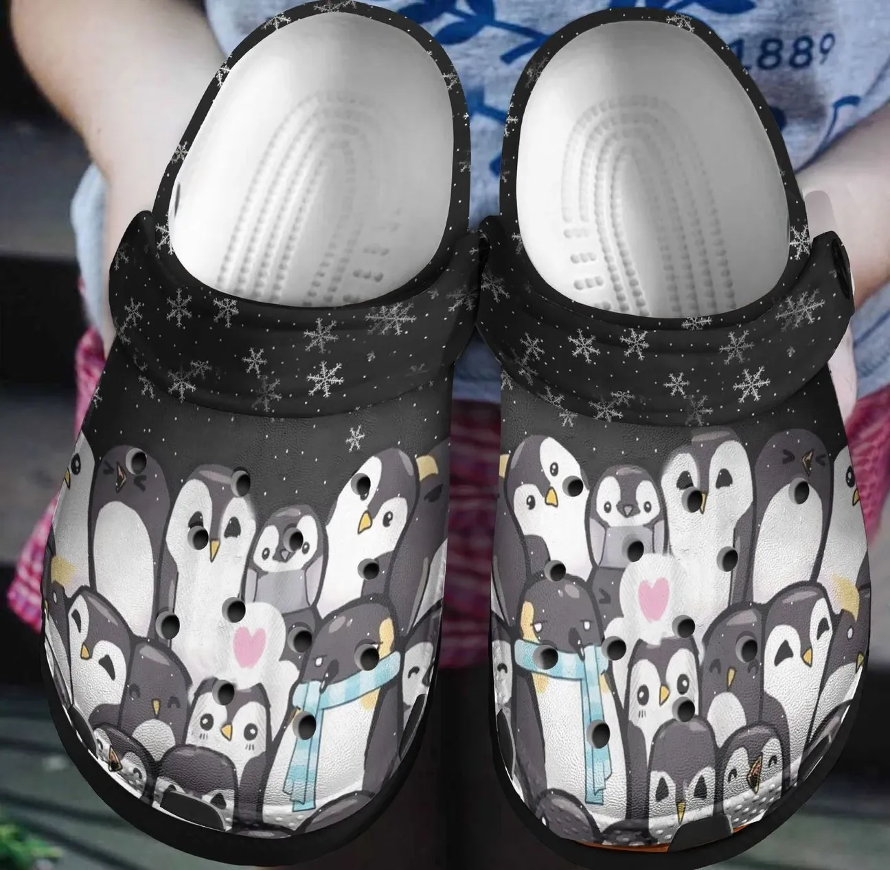 Penguin Christmas Night Personalized Clog Custom Crocs Comfortablefashion Style Comfortable For Women Men Kid Print 3D