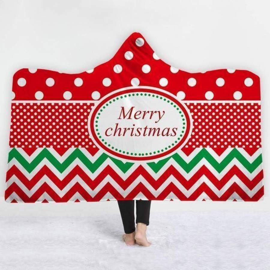 X-Mas Dot Pattern Hooded Blanket Christmas Decoration Ideas Christmas Gift Ideas