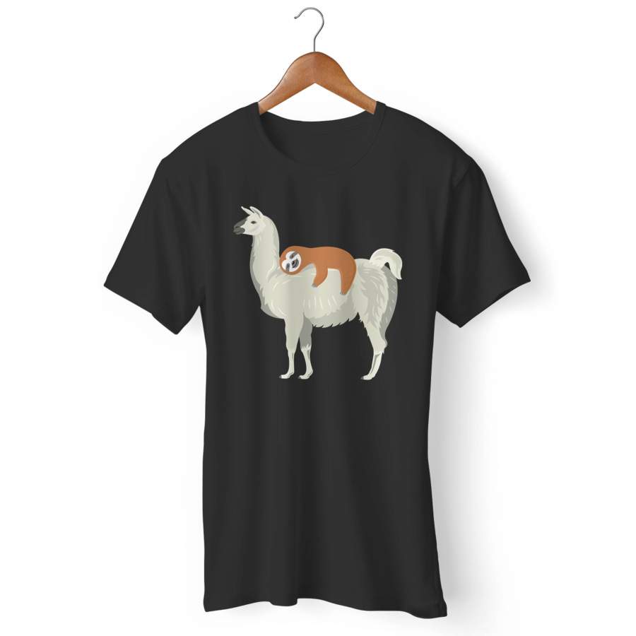 Funny Sloth Sleeping On Llama Man’s T-Shirt