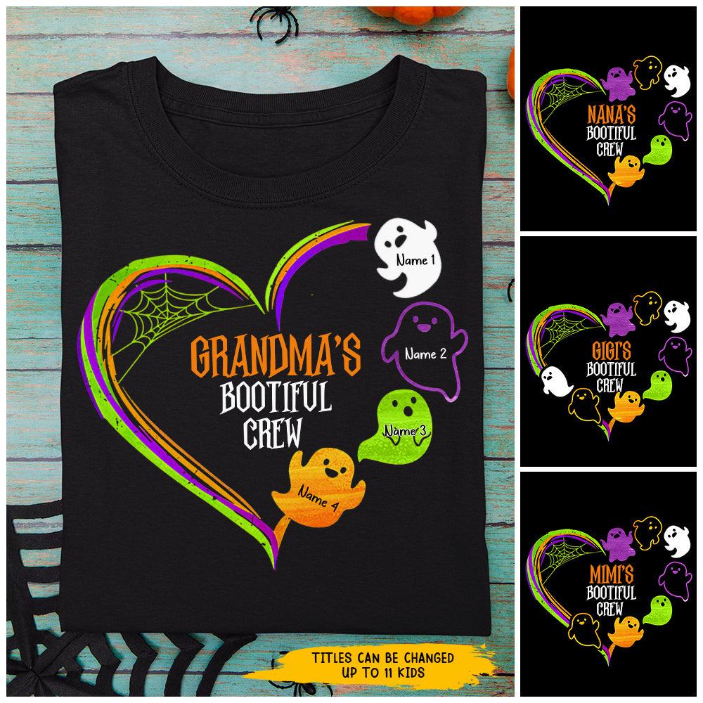 89Customized Grandma Bootiful Crew Heart Halloween Personalized Shirt