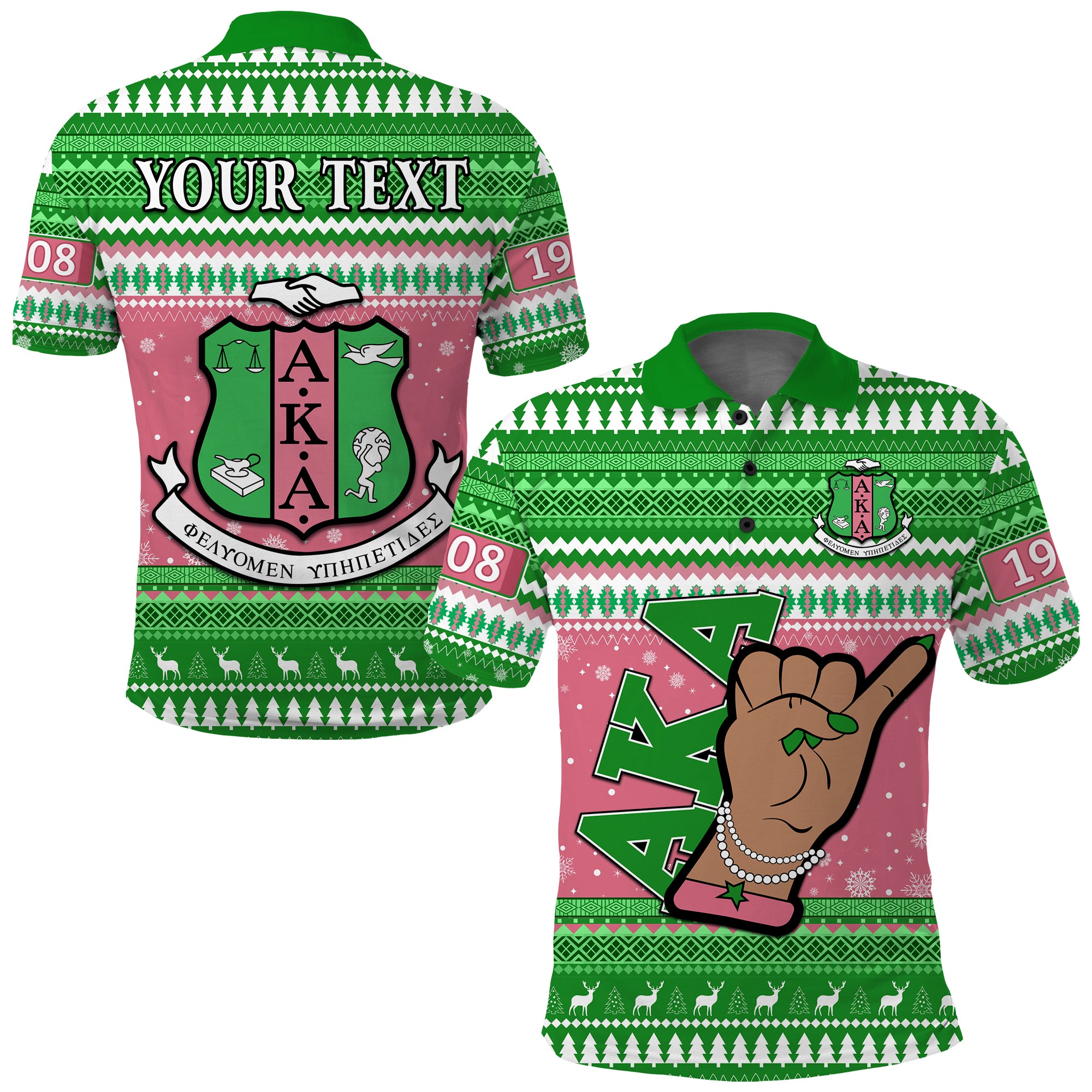 (Custom Personalised) Alpha Kappa Alpha Christmas Polo Shirt African Pattern Lt13