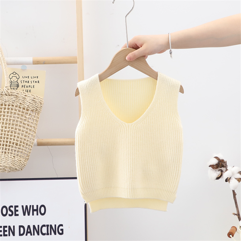 Toddler Baby Knitted Vest for Girl Fashion Solid Sleeveless Sweater 2021 Autumn Winter New Cotton Soft Kids Clothes Boys Outfits alx