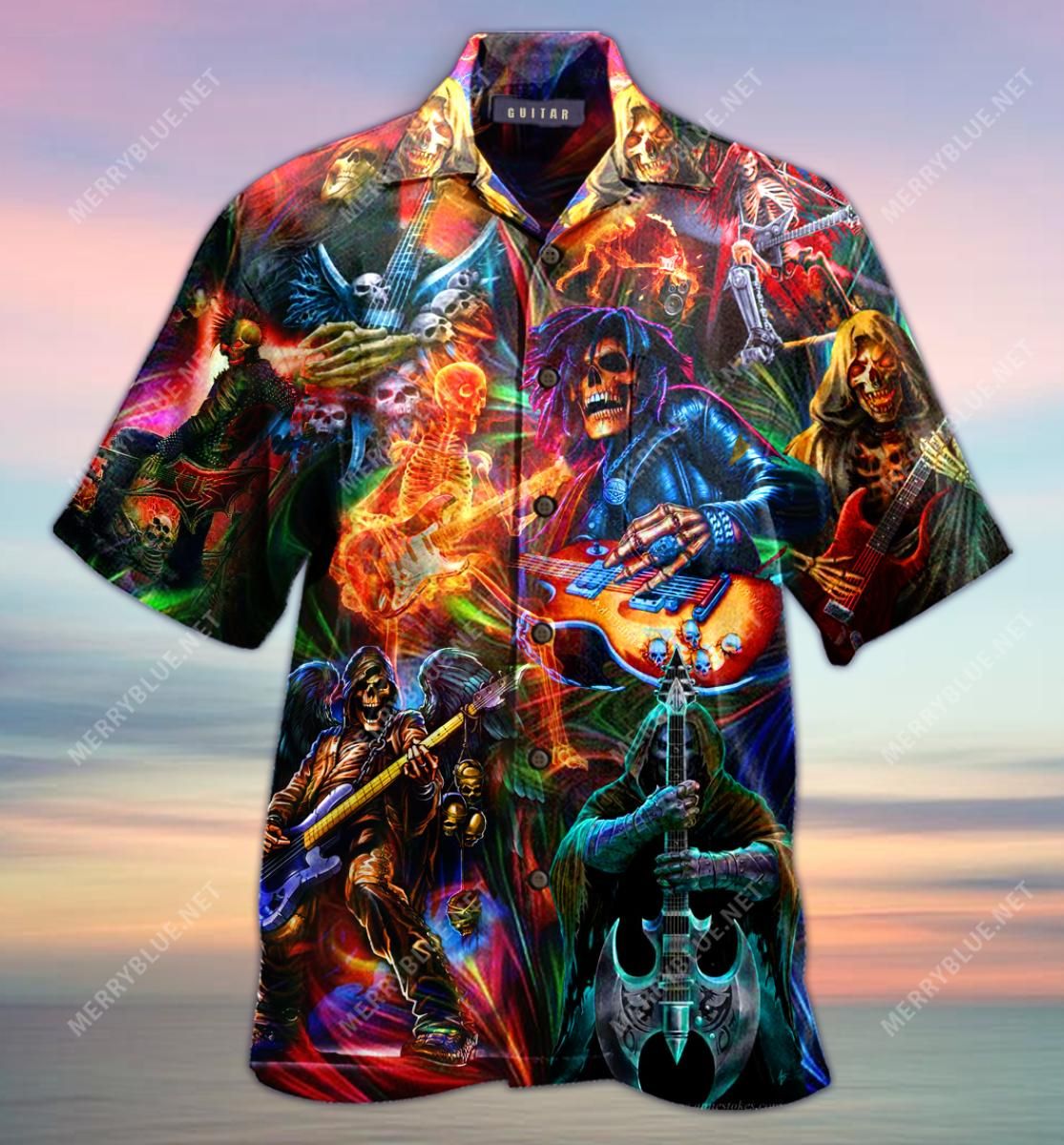 Amazing Electric Guitar Aloha Hawaiian Shirt Colorful Short Sleeve Summer Beach Casual Shirt For Men And Women