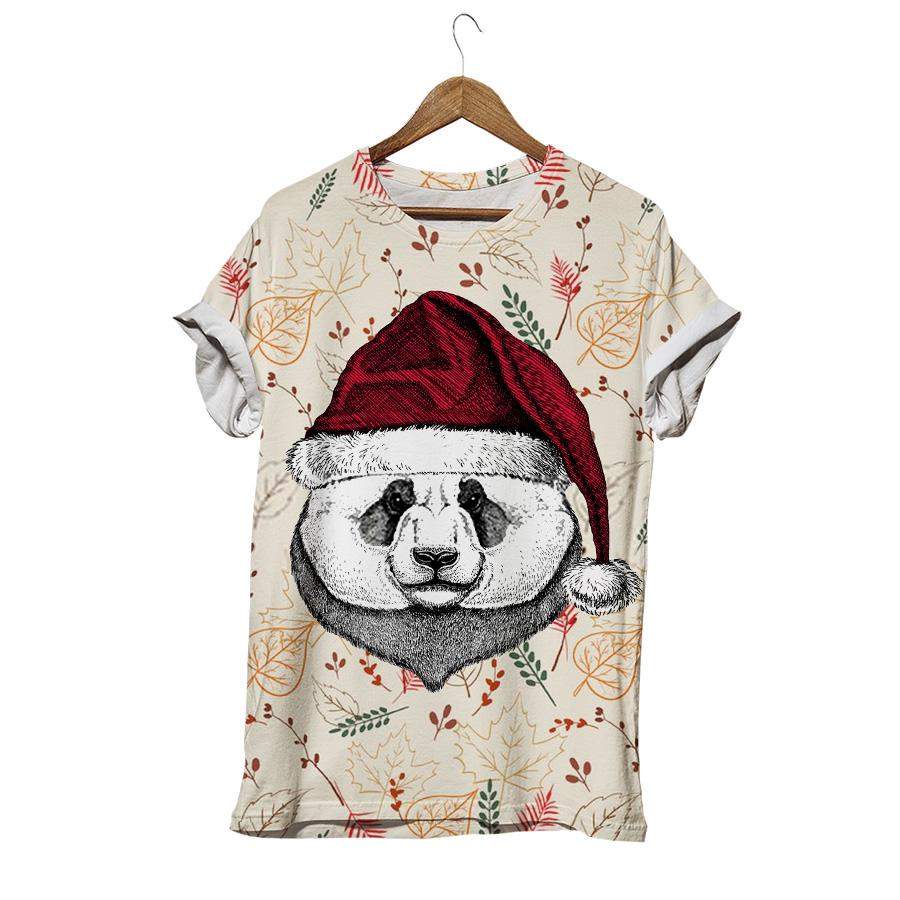 Wild Animal Wearing Christmas Santa Claus Hat Red Winter Botanical T-shirt