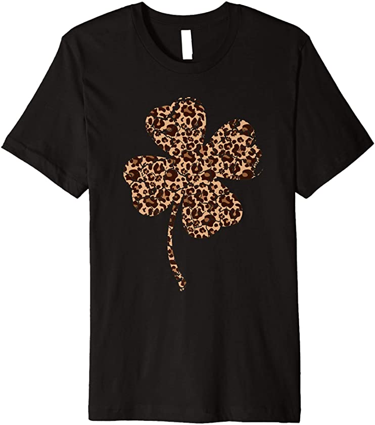 Shamrock Leopard Print St Patricks Day Irish Pattern Premium T-Shirt