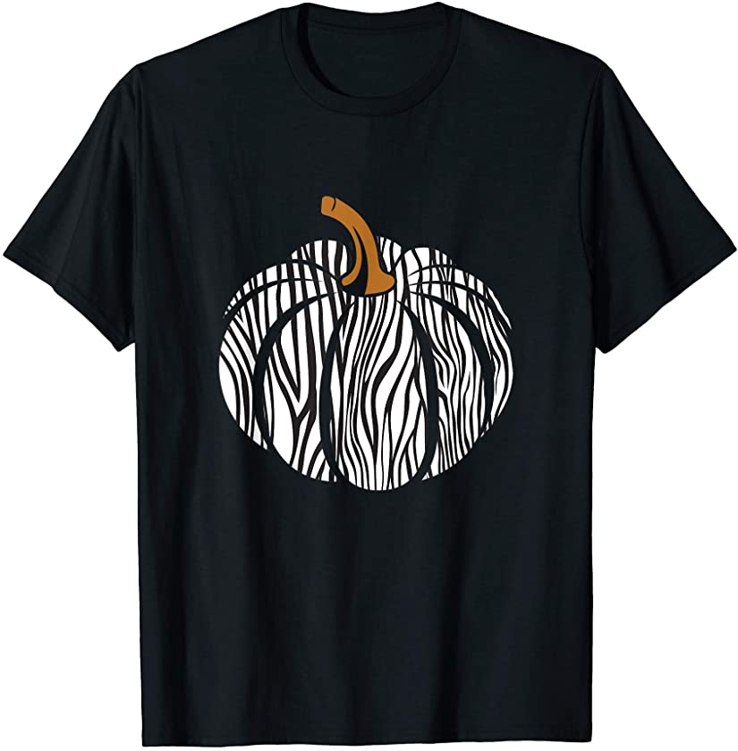 Zebra Pumpkin Print Animal Fall Autumn Halloween day T-Shirt