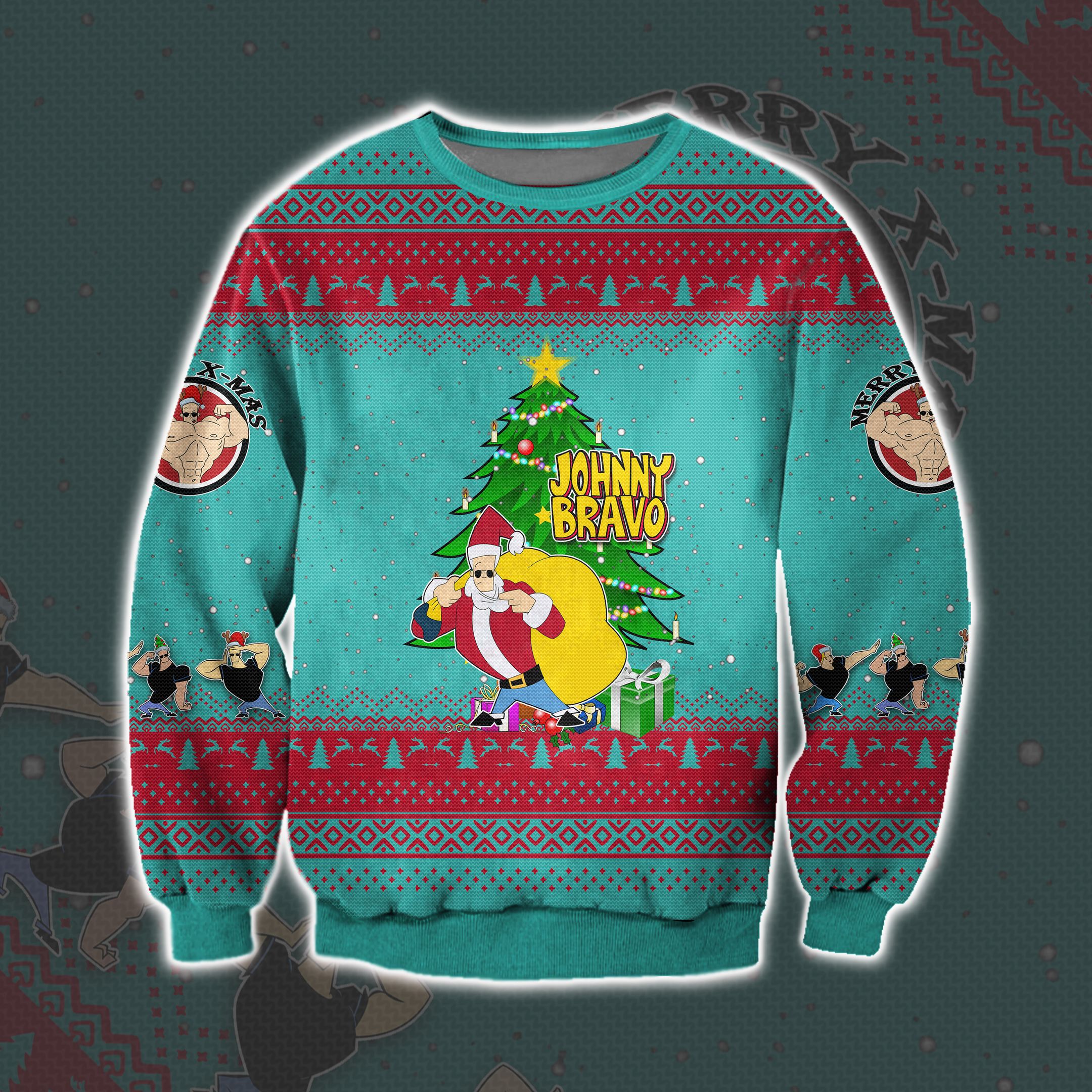 Johnny Bravo Ugly Christmas Sweater Thanksgiving Day 2022 Gift