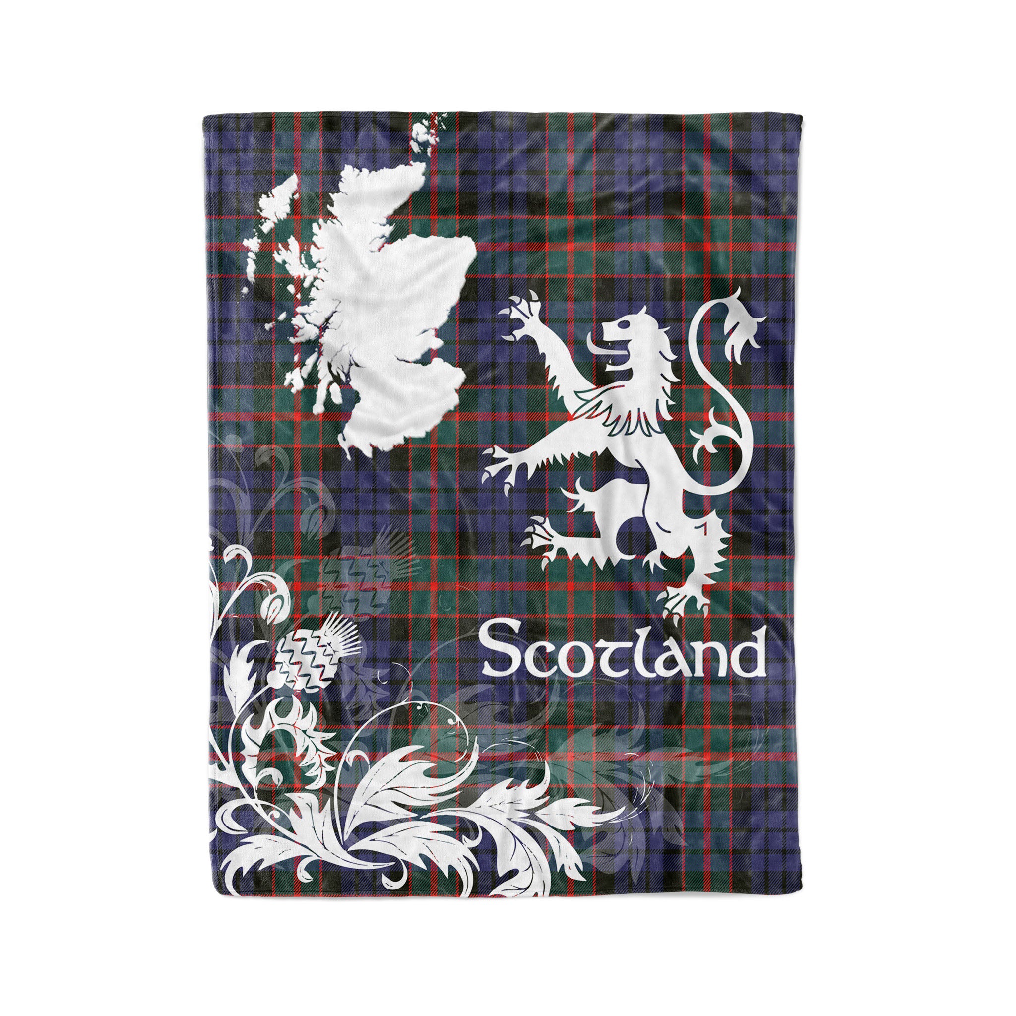 Tartan Plaid Fleece Blanket Tartan Blanket Thistle And Lion Scottish Clan Fletcher Of Dunans Plaid Blanket