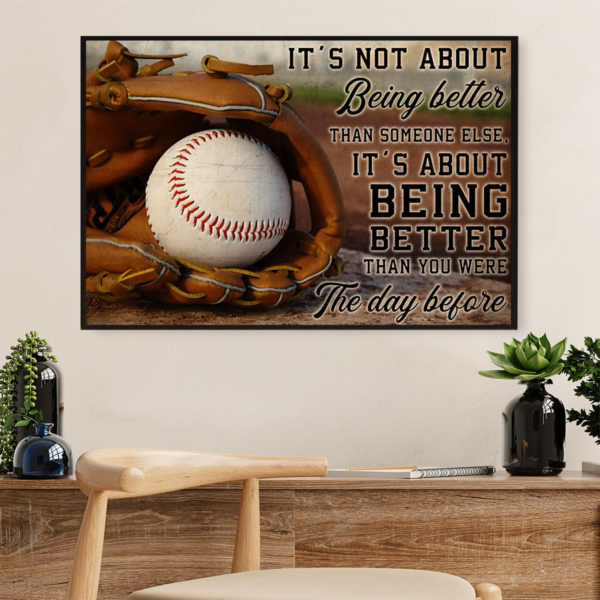 Baseball Canvas Wall Art Prints | Better Than Yesterday | Home Décor Gift For Baseball Players