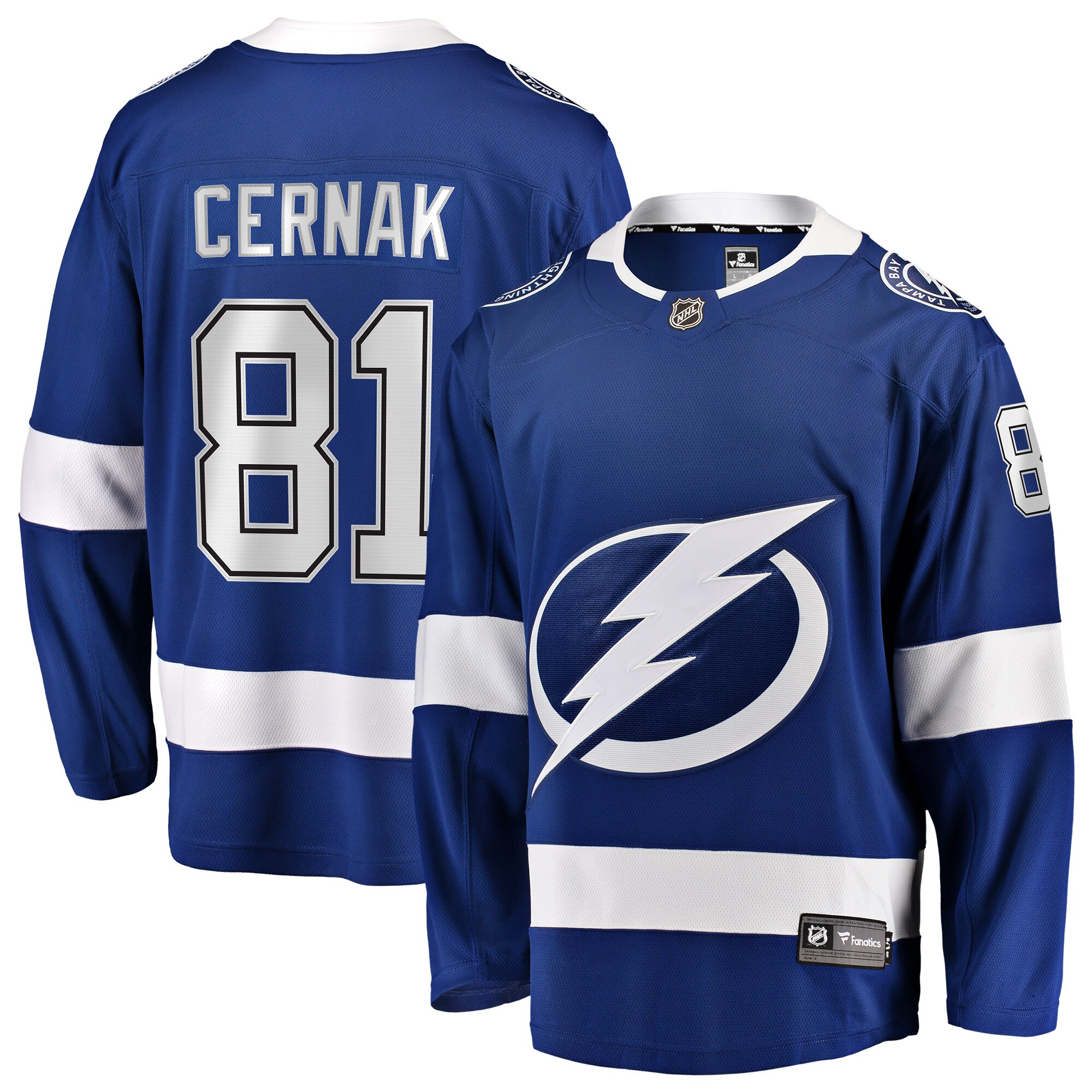 Erik Cernak Tampa Bay Lightning Branded Home Breakaway Player Jersey – Blue