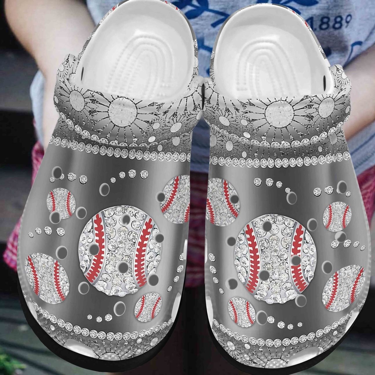 Baseball Personalized Clog, Custom Name, Text, Color, Number Fashion Style For Women, Men, Kid, Print 3D Sparkle Baseball