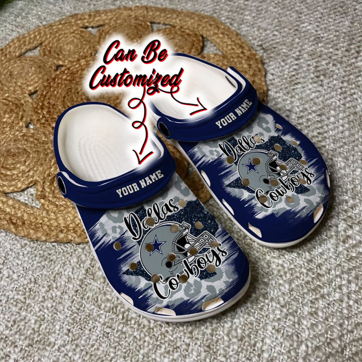 Football Crocss – Personalized Dallas Cowboys Helmets Cheetah Leopard Clog Shoes