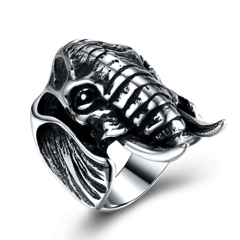 Stainless Steel 316L Majestic Thai Elephant Men’S Ring