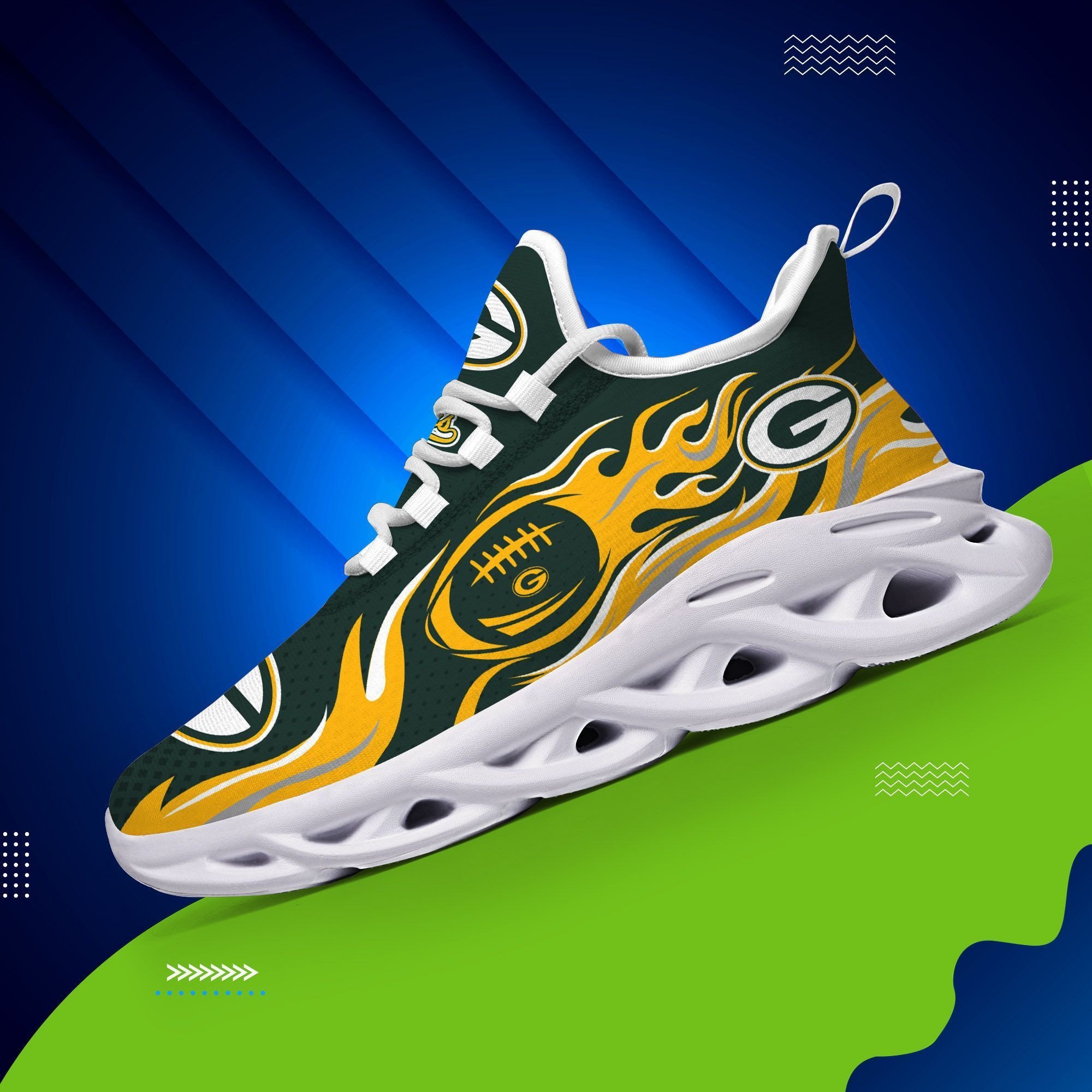 Green Bay Packers Yezy Running Sneakers Art 1842