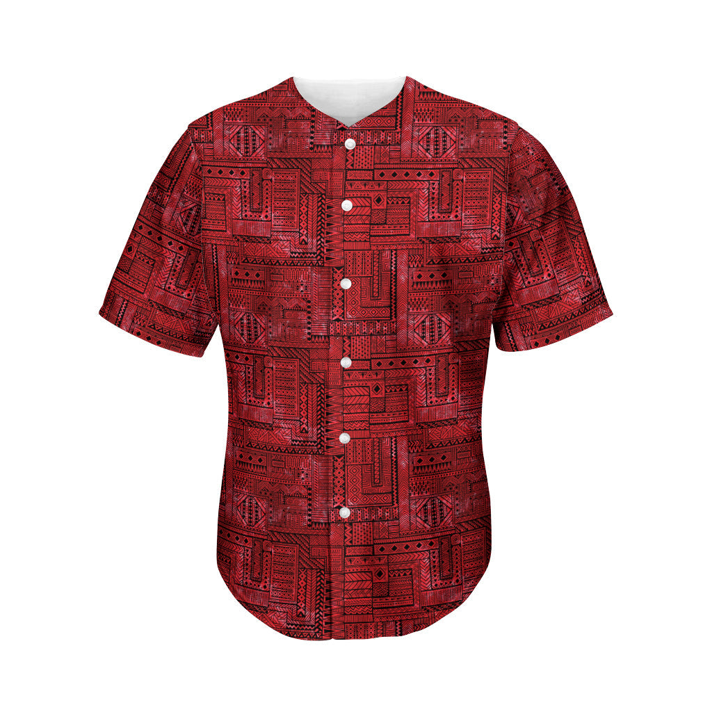 Red And Black African Ethnic Print Men’S Baseball Jersey 3D Print