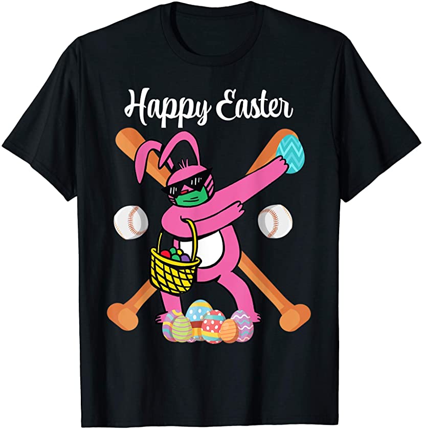 Dabbing Rabbit Easter Day Baseball Fans Eggs Bunny Dab Kids T-Shirt