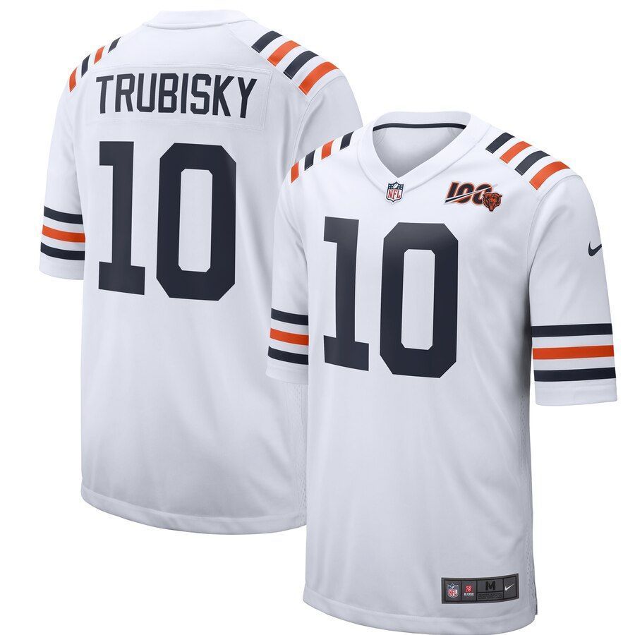 Mitchell Trubisky Chicago Bears 2019 100Th Season Alternate Classic Player Game Jersey White 2019