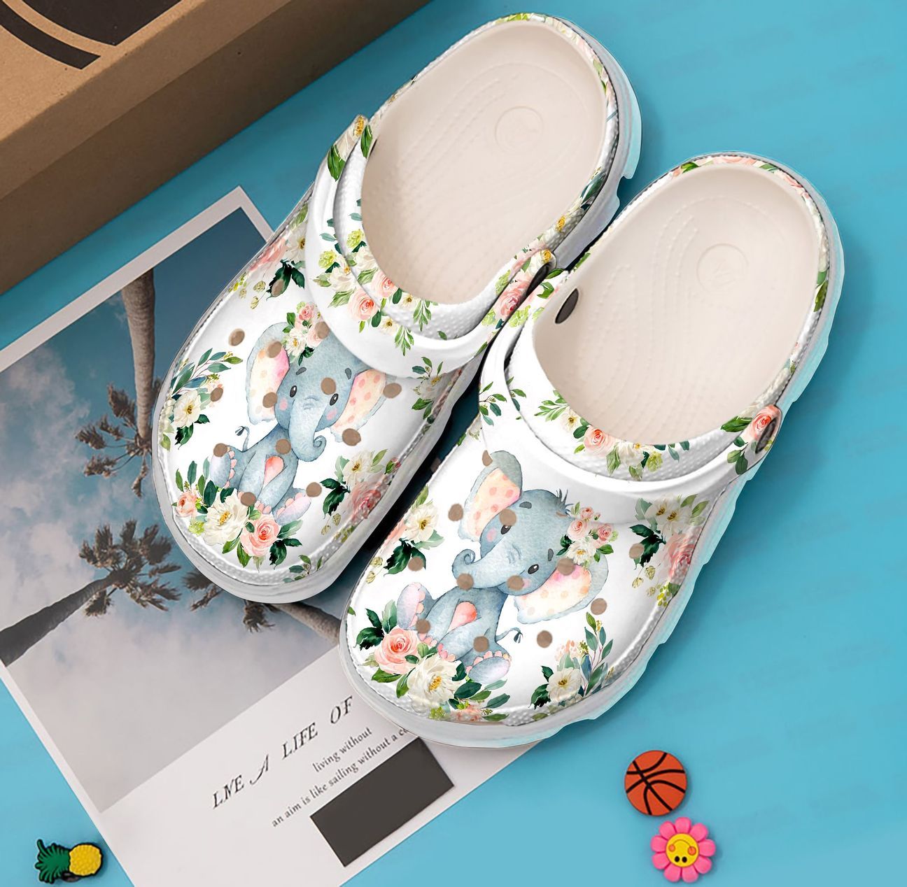 Elephant Personalized Clog, Custom Name, Text, Color, Number Fashion Style For Women, Men, Kid, Print 3D Floral Elephant