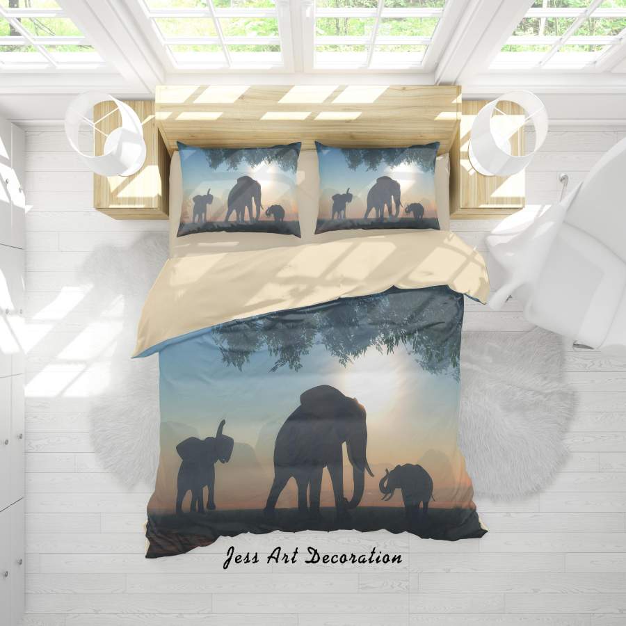 3D Elephant Quilt Cover Set Bedding Set Duvet Cover Pillowcases SF62