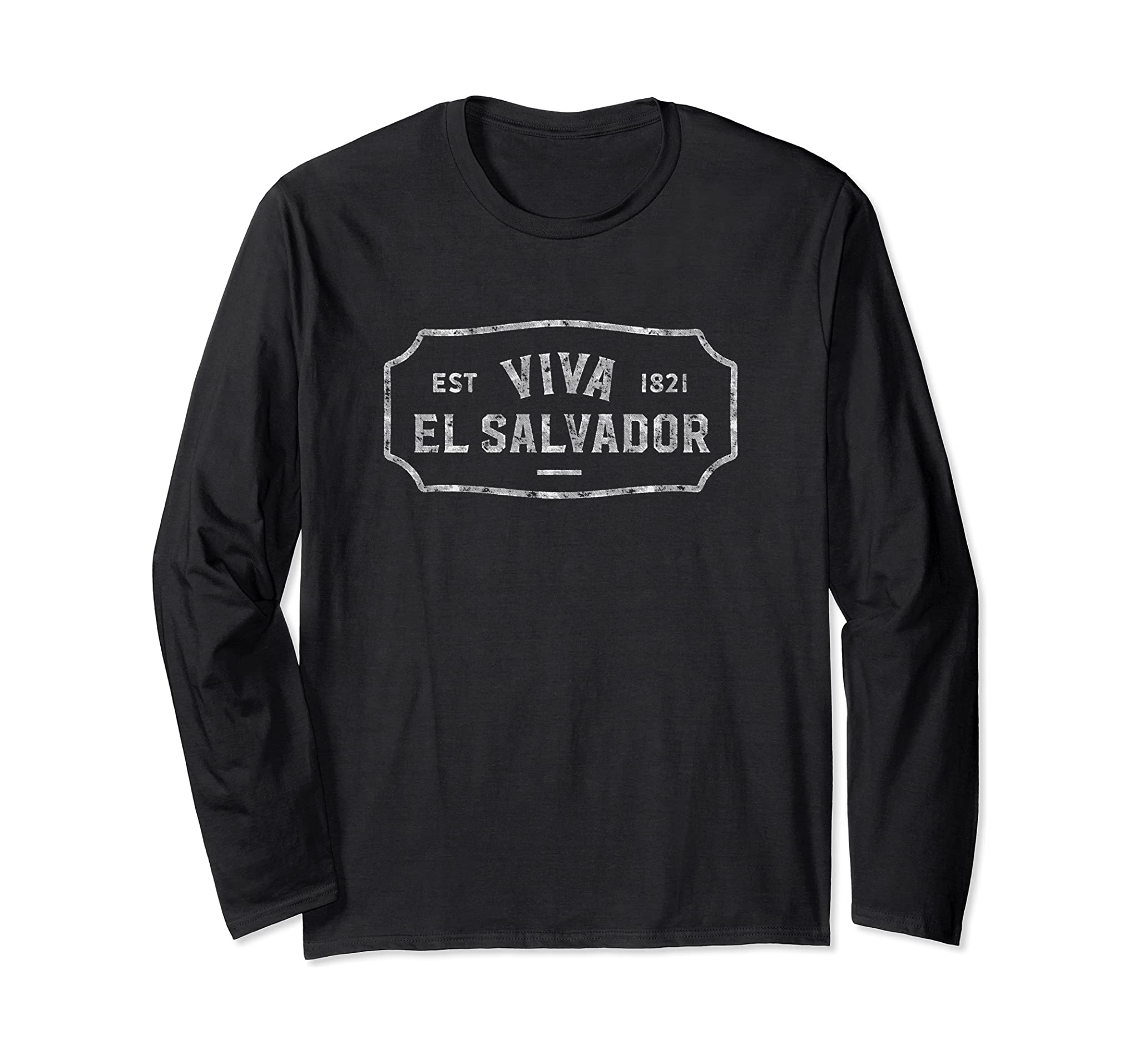 Viva El Salvador Independence Day Vintage Distressed Effect Long Sleeve T-Shirt