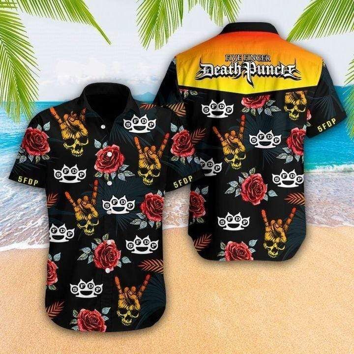 Felacia Skull Rose Five Finger Death Punch Hawaiian Ha24523