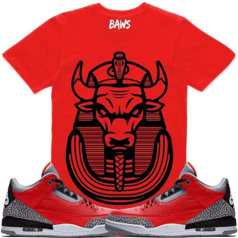 Bully Pharaoh Sneaker T-Shirt Jordan Retro 3 Red Cement Elephant