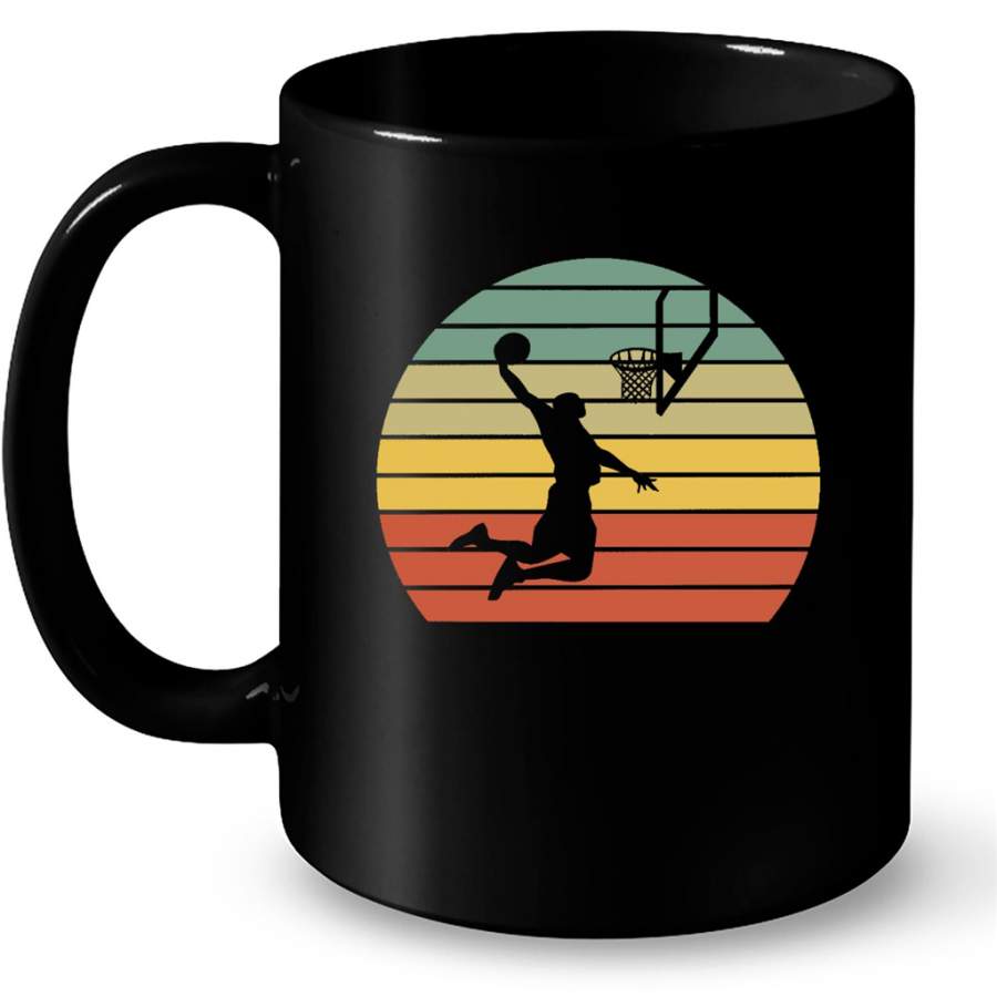 Vintage Retro Basketball Dunk – Full-Wrap Coffee Black Mug